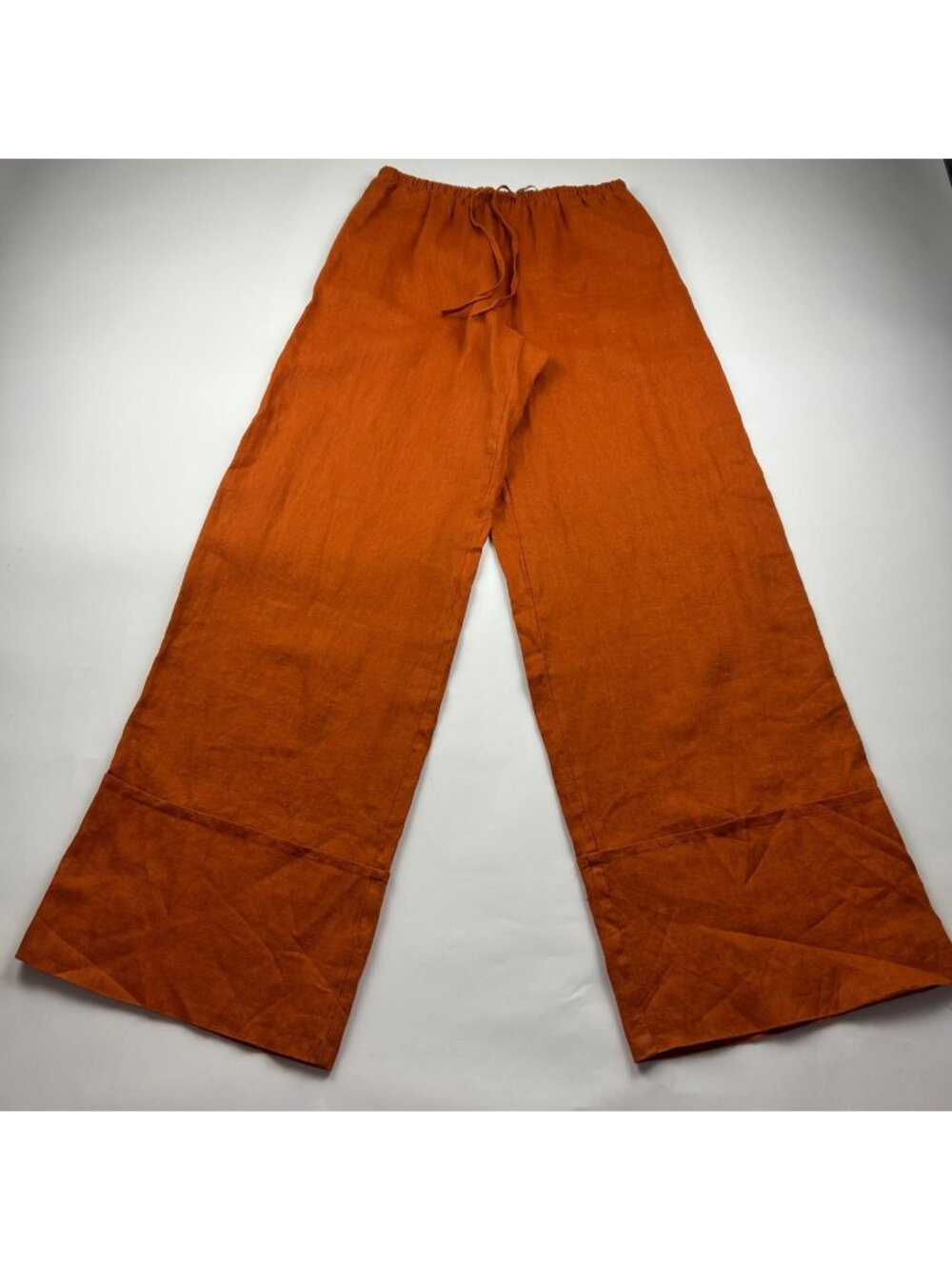 LONG Zara Pumpkin Orange Linen Wide Leg Pant S
